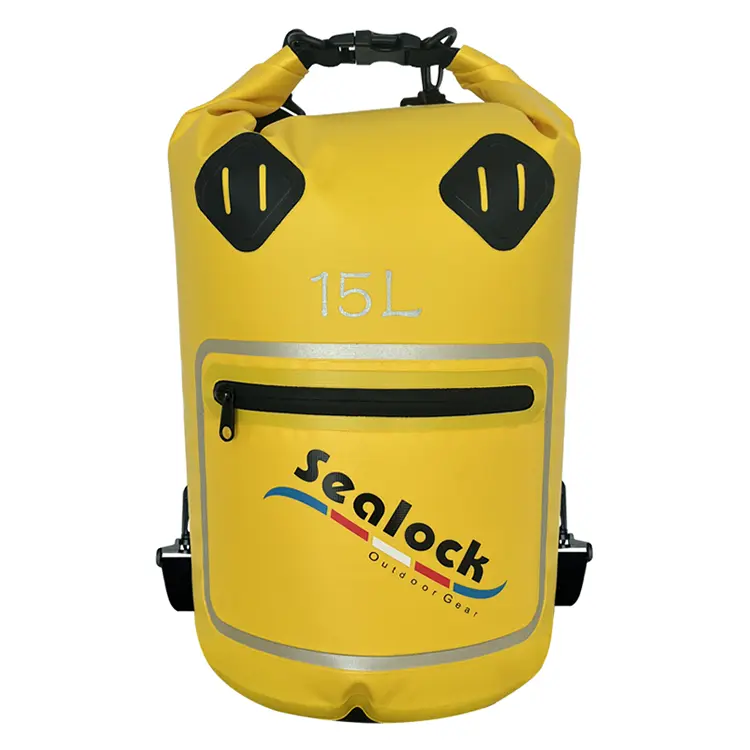15L/20L IPX7 водоотпорна сува кеса со проѕирен прозорец и одвојување на суво-влажно