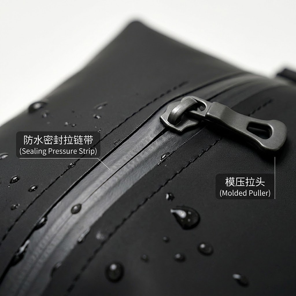 waterproof zipper on compression packing bag